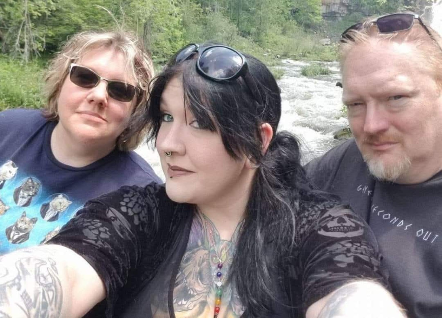 Anne, Marlon, and Katt together years later at the waterfall